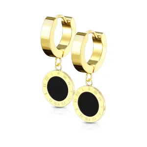 Numeral Circle Huggie Drop Earrings