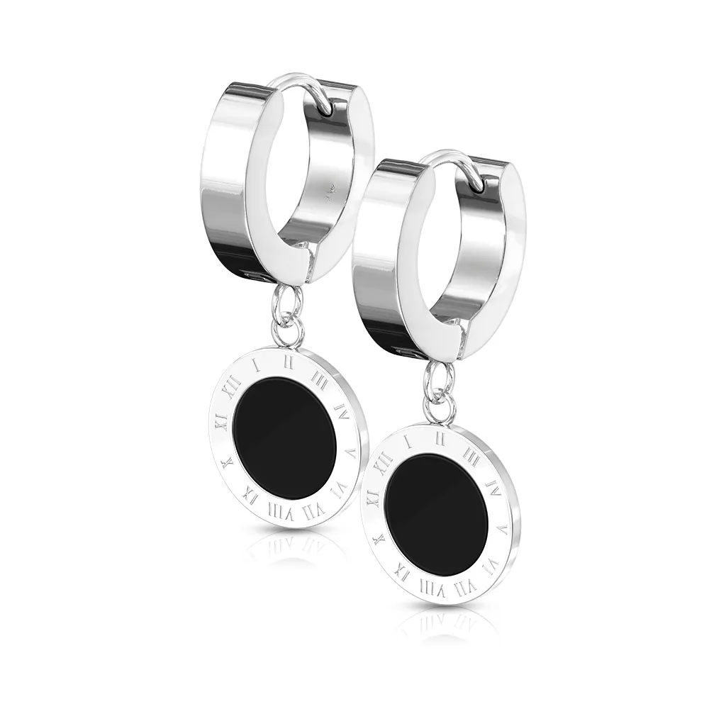 Numeral Circle Huggie Drop Earrings
