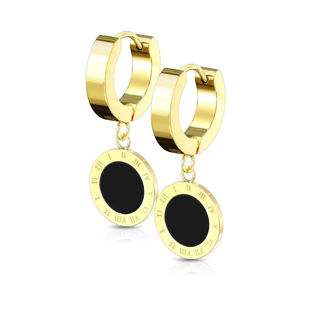 Numeral Circle Huggie Drop Earrings