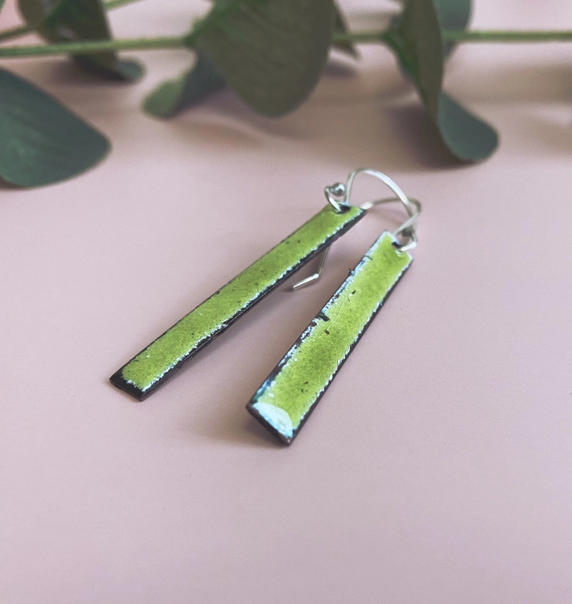 Olive Green Bar Earrings