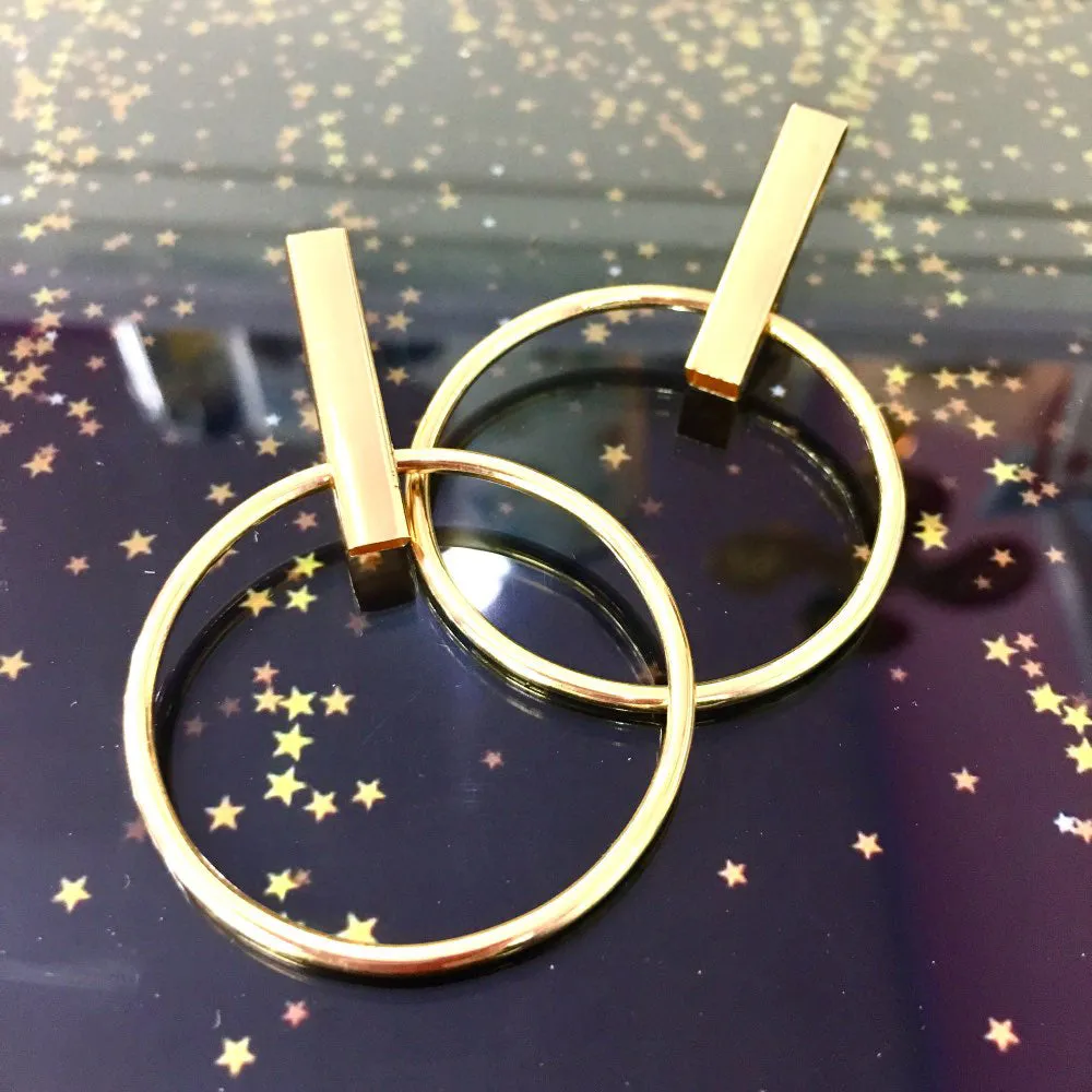 Olivena Modern Abstract Geometric Circle Hoop Earrings