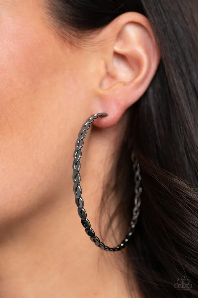 Paparazzi Earring ~ Infinite Twist - Black