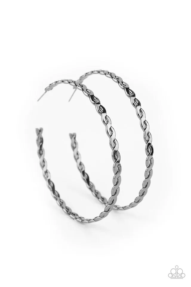 Paparazzi Earring ~ Infinite Twist - Black