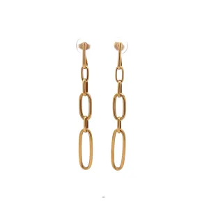 Paperclip Drop Earrings in 14k Yellow Gold