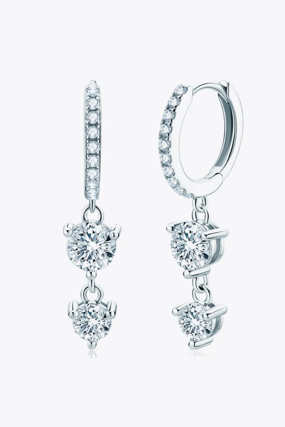 Pave Hoop Moissanite Drop Earrings