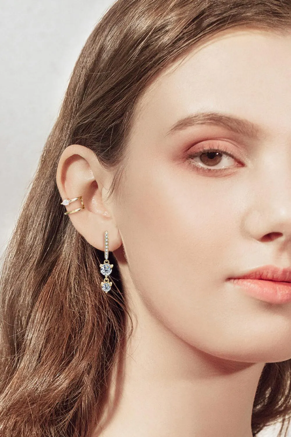 Pave Hoop Moissanite Drop Earrings