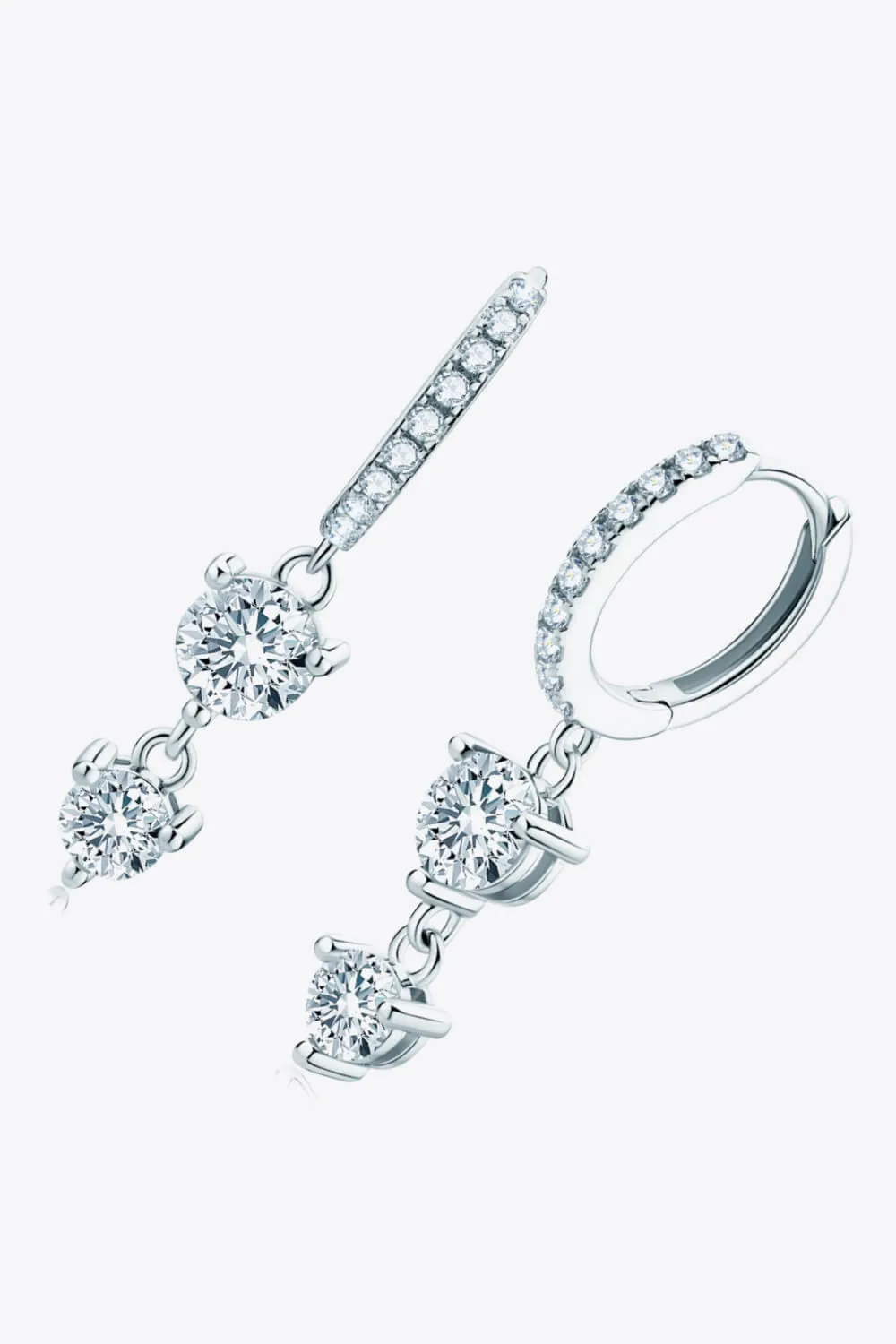 Pave Hoop Moissanite Drop Earrings