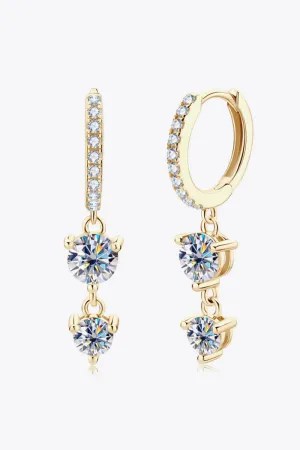Pave Hoop Moissanite Drop Earrings