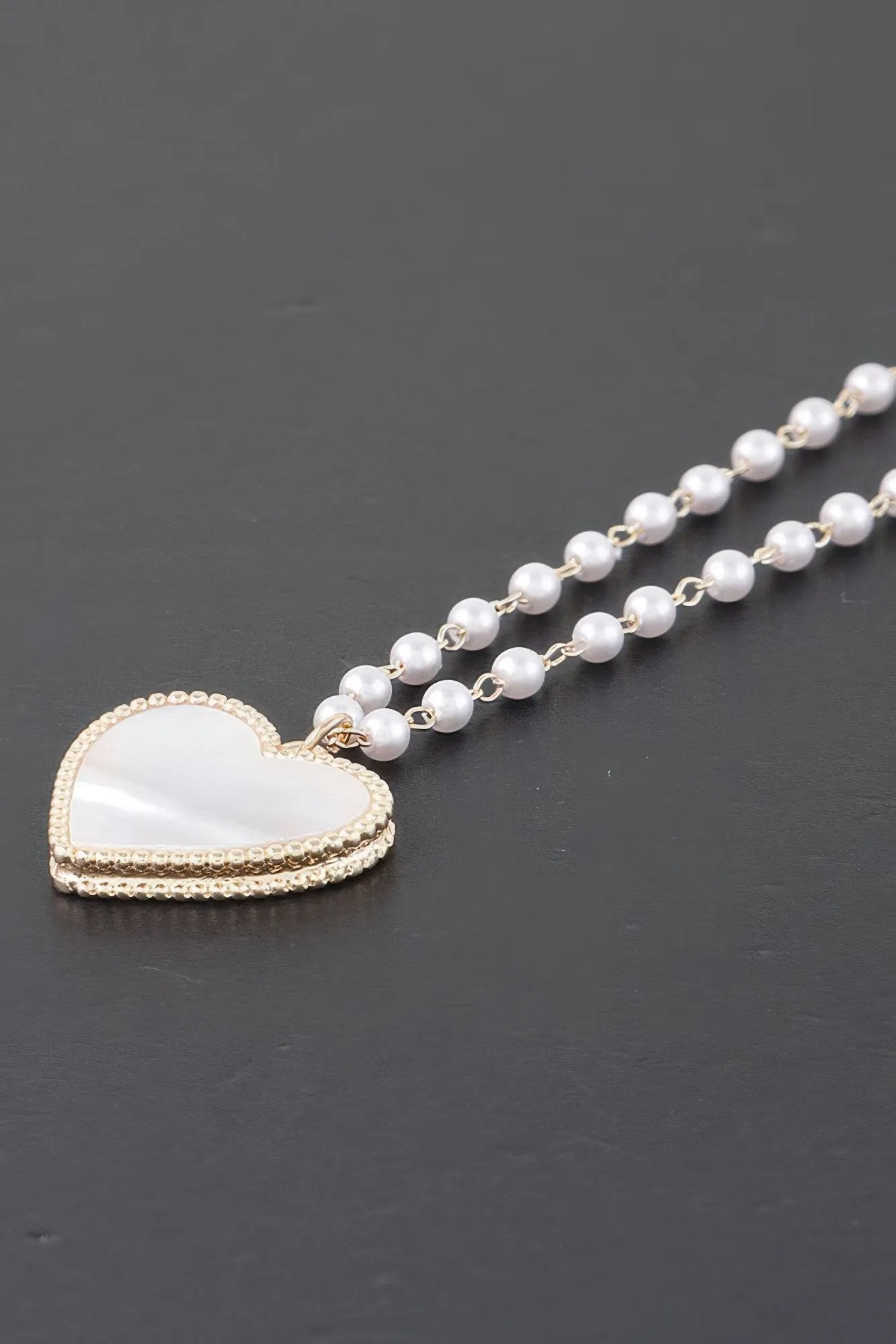 Pearled Marble Heart Necklace