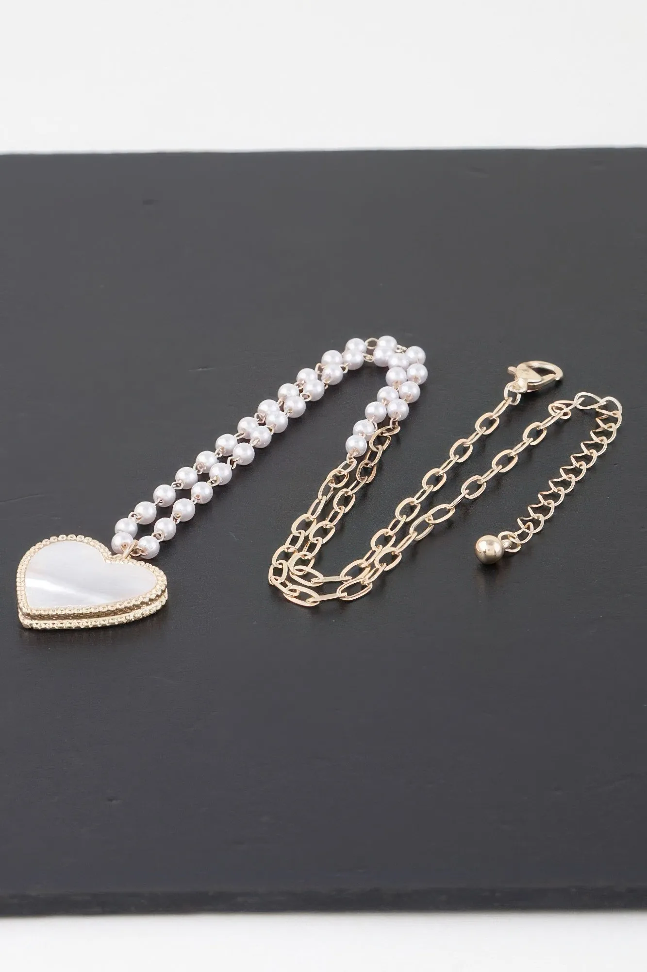 Pearled Marble Heart Necklace