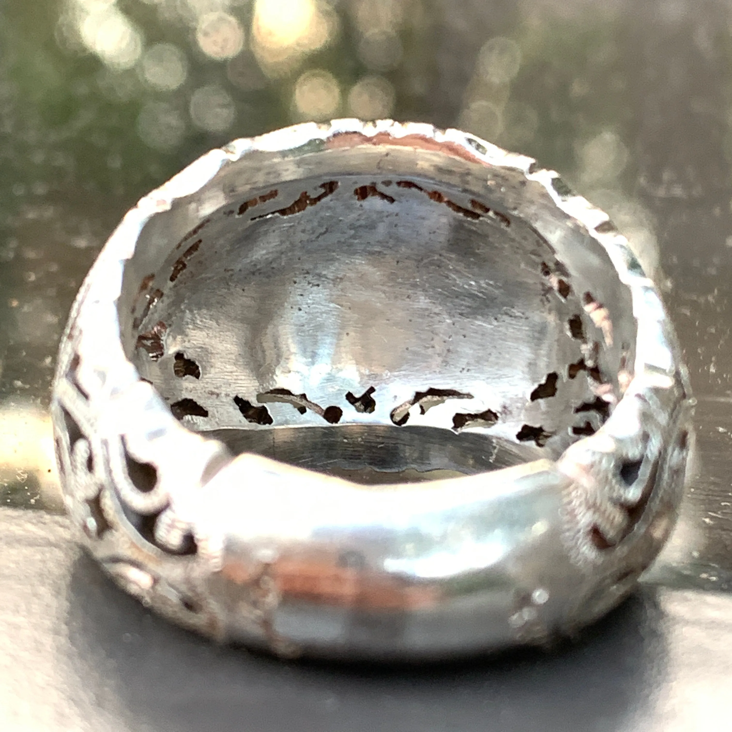 Persian Splendor Sterling Silver Men's Ring Adorned with Emeralds