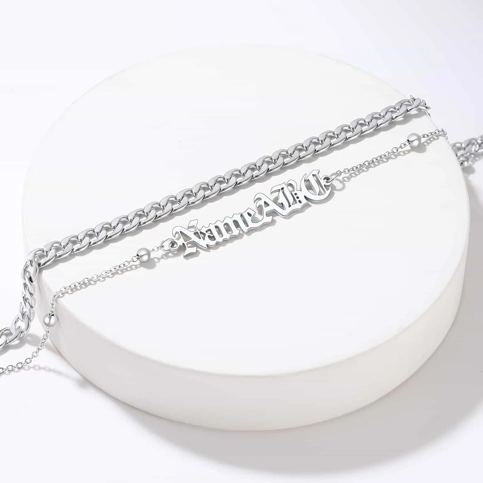 Personalized Cuban Link Layer Name Anklets For Women