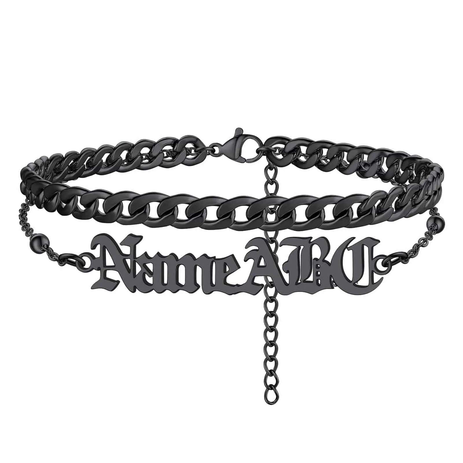 Personalized Cuban Link Layer Name Anklets For Women