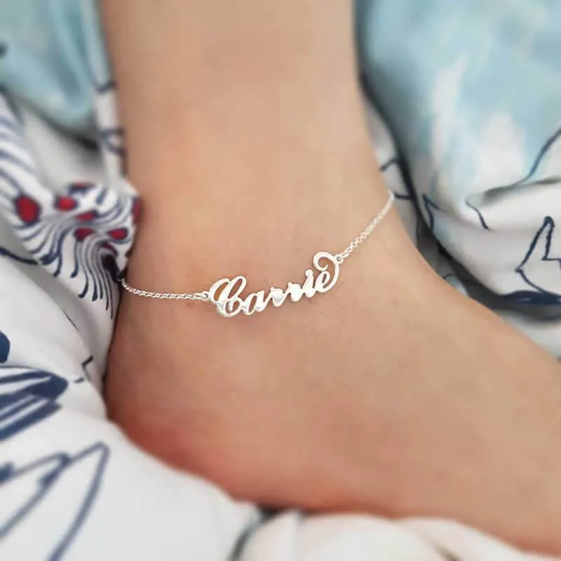 Personalized Name Anklet - 18K Gold Plated Custom Name Anklet for Her