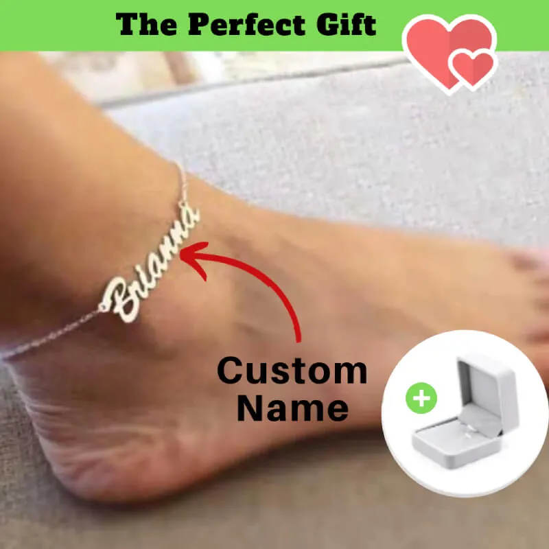 Personalized Name Anklet - 18K Gold Plated Custom Name Anklet for Her
