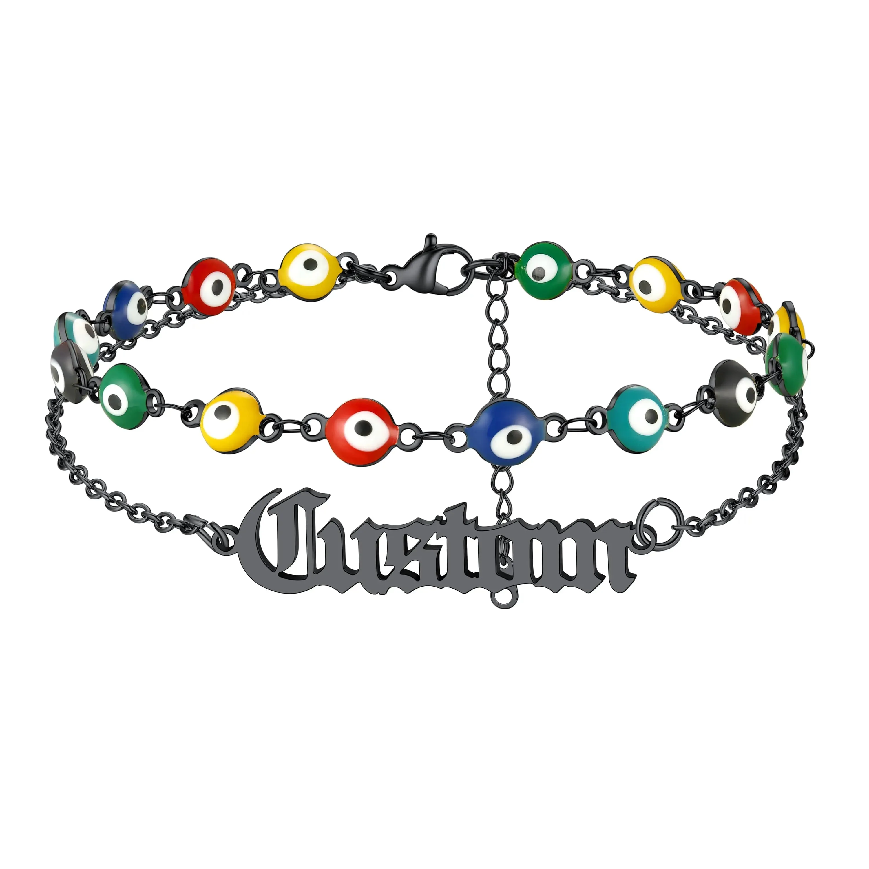 Personalized Name Evil Eye Anklets For Women