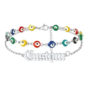 Personalized Name Evil Eye Anklets For Women