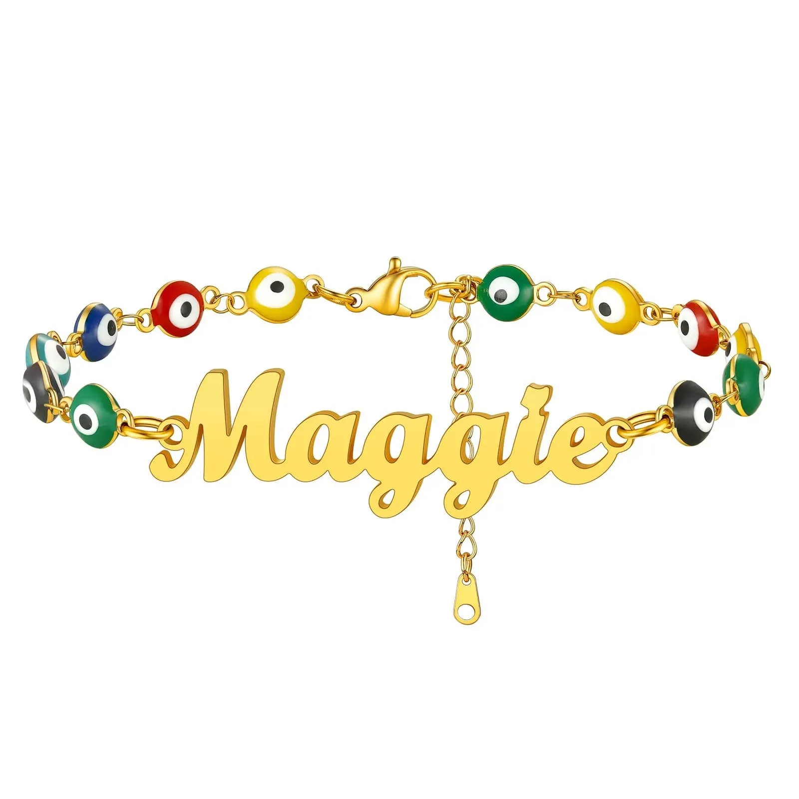 Personalized Name Evil Eye Anklets For Women