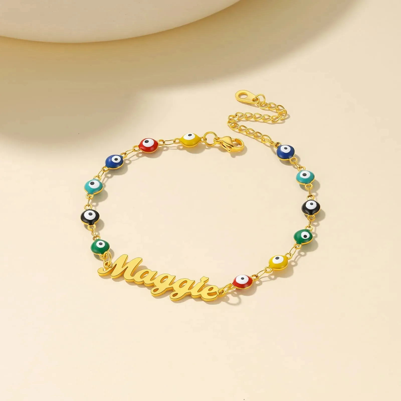 Personalized Name Evil Eye Anklets For Women
