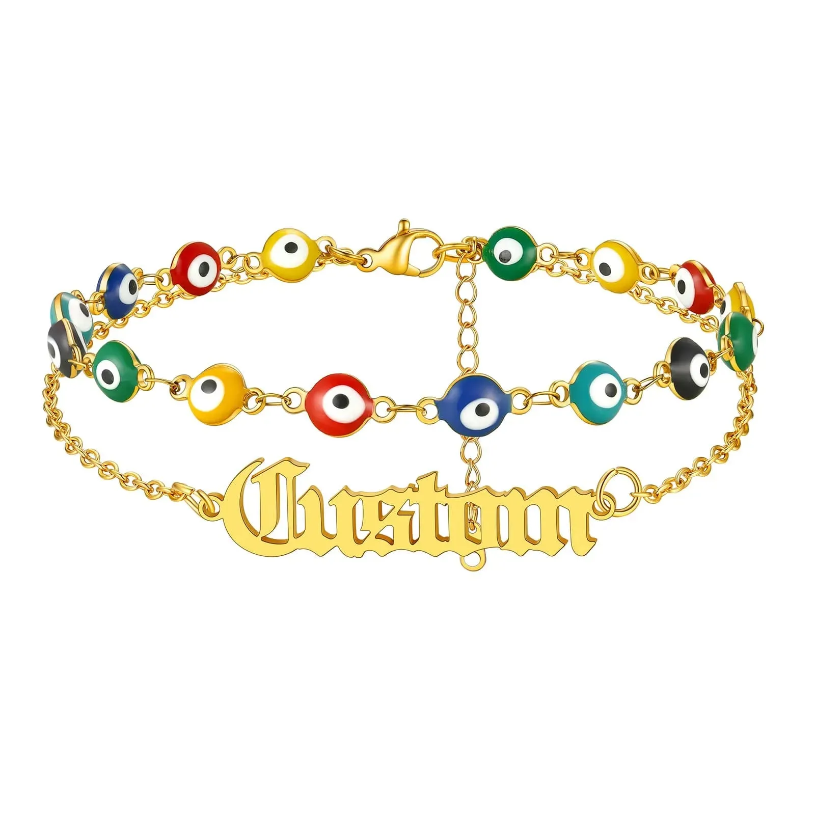Personalized Name Evil Eye Anklets For Women