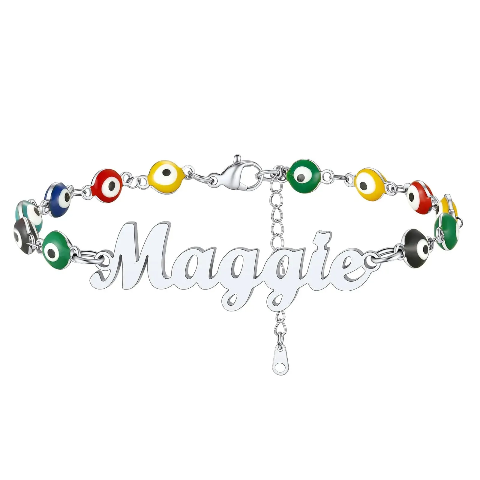 Personalized Name Evil Eye Anklets For Women