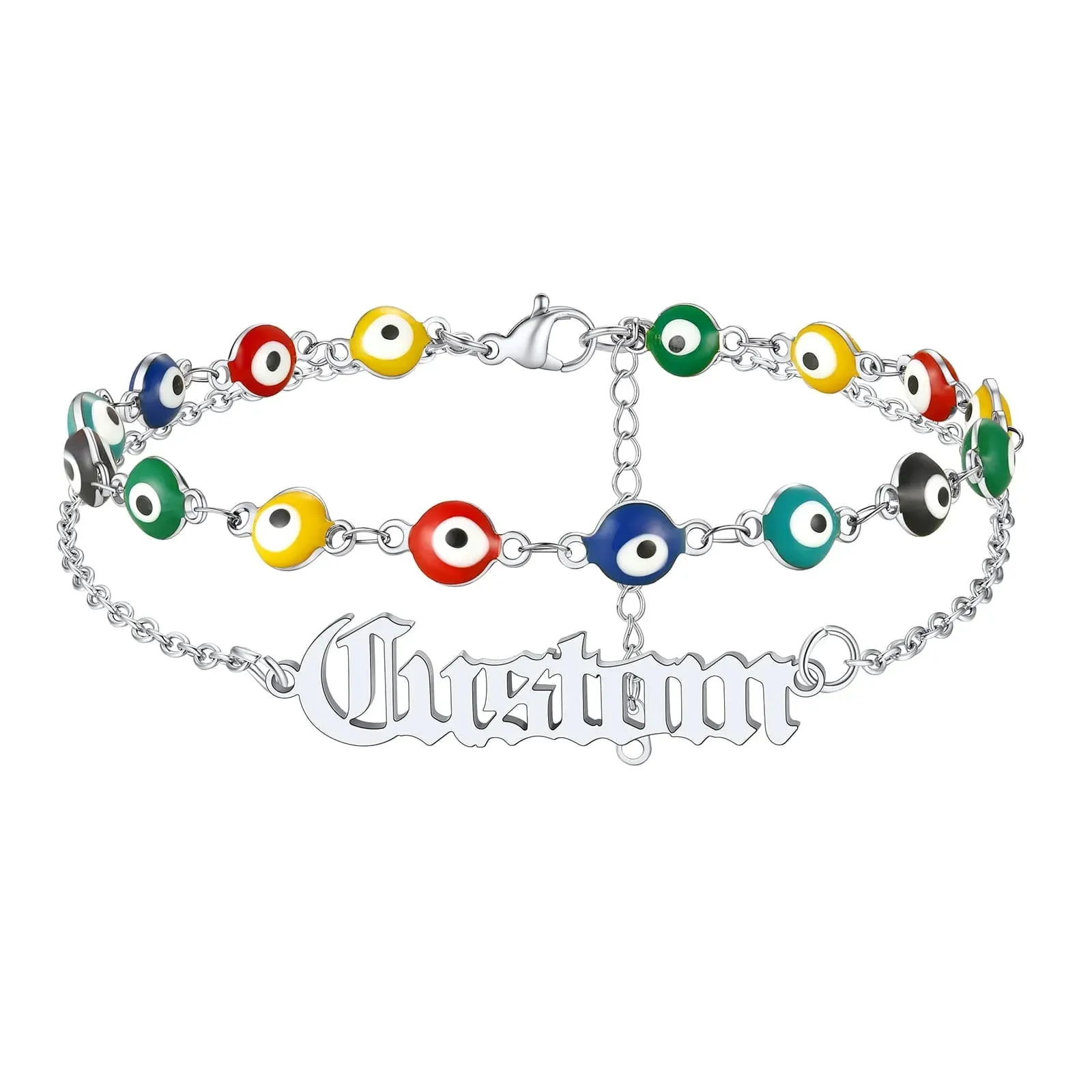 Personalized Name Evil Eye Anklets For Women