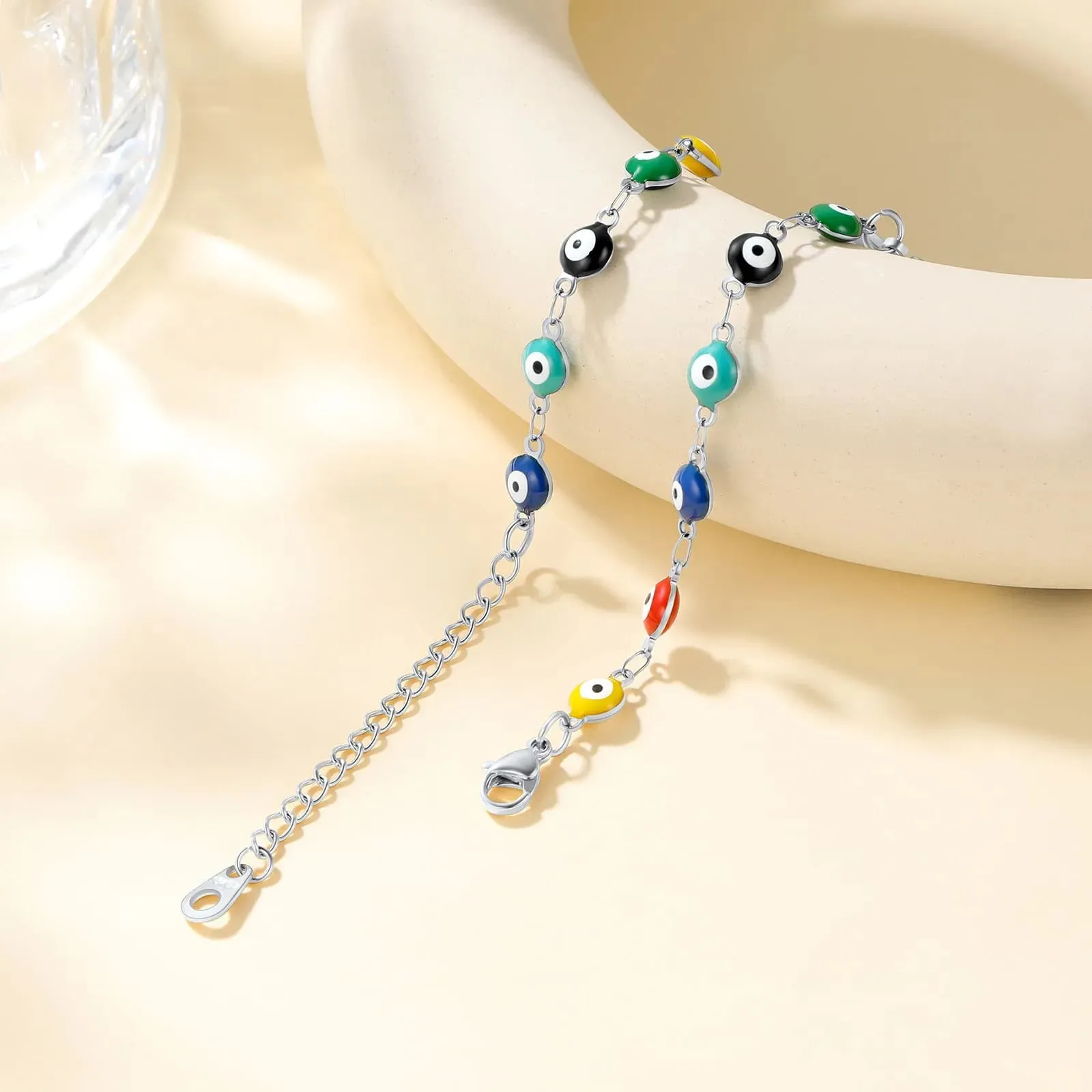 Personalized Name Evil Eye Anklets For Women