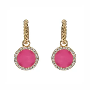 Petite DY Elements Drop Earrings 18K Yellow Gold with Rhodonite and Diamonds