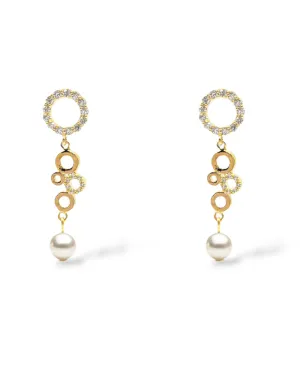Phoebe Crystal and Pearl Circle Drop Earrings