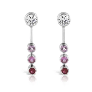 Pink Garnet Drop  Sterling Silver Earrings