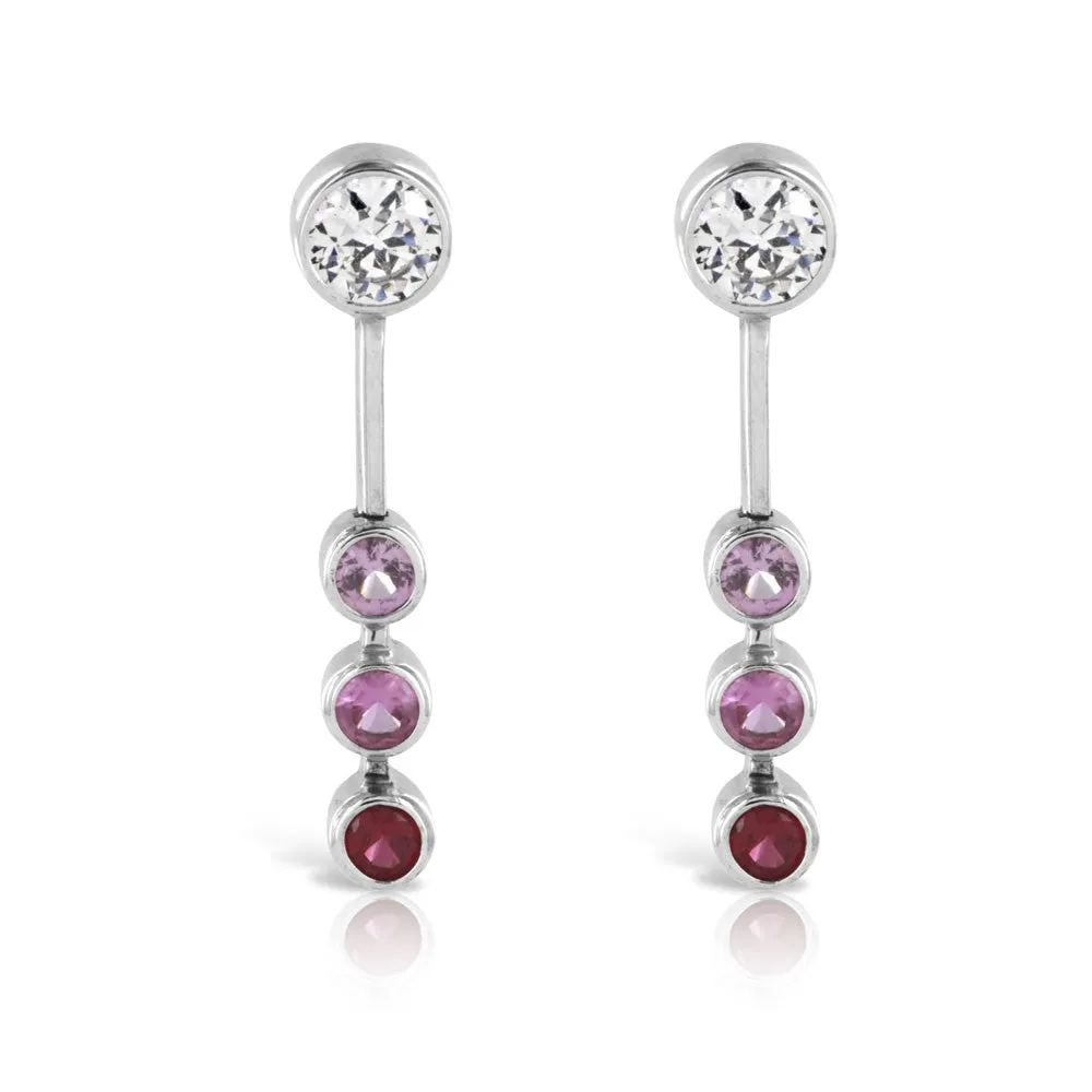 Pink Garnet Drop  Sterling Silver Earrings