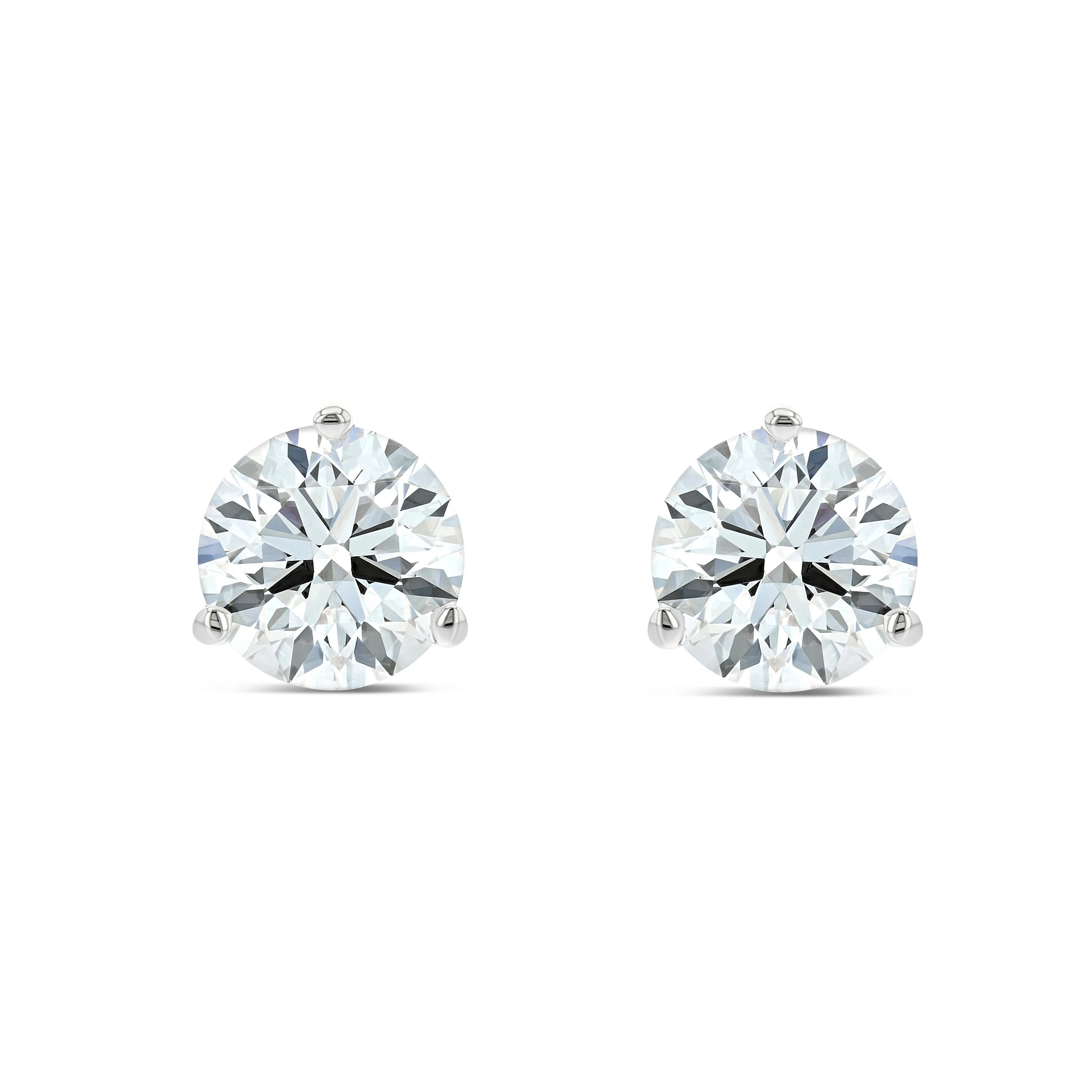 Platinum 3-prong Round Brilliant Diamond Stud Earrings (1.06 Ct. T.w., Vs1-vs2 Clarity, H-i Color)