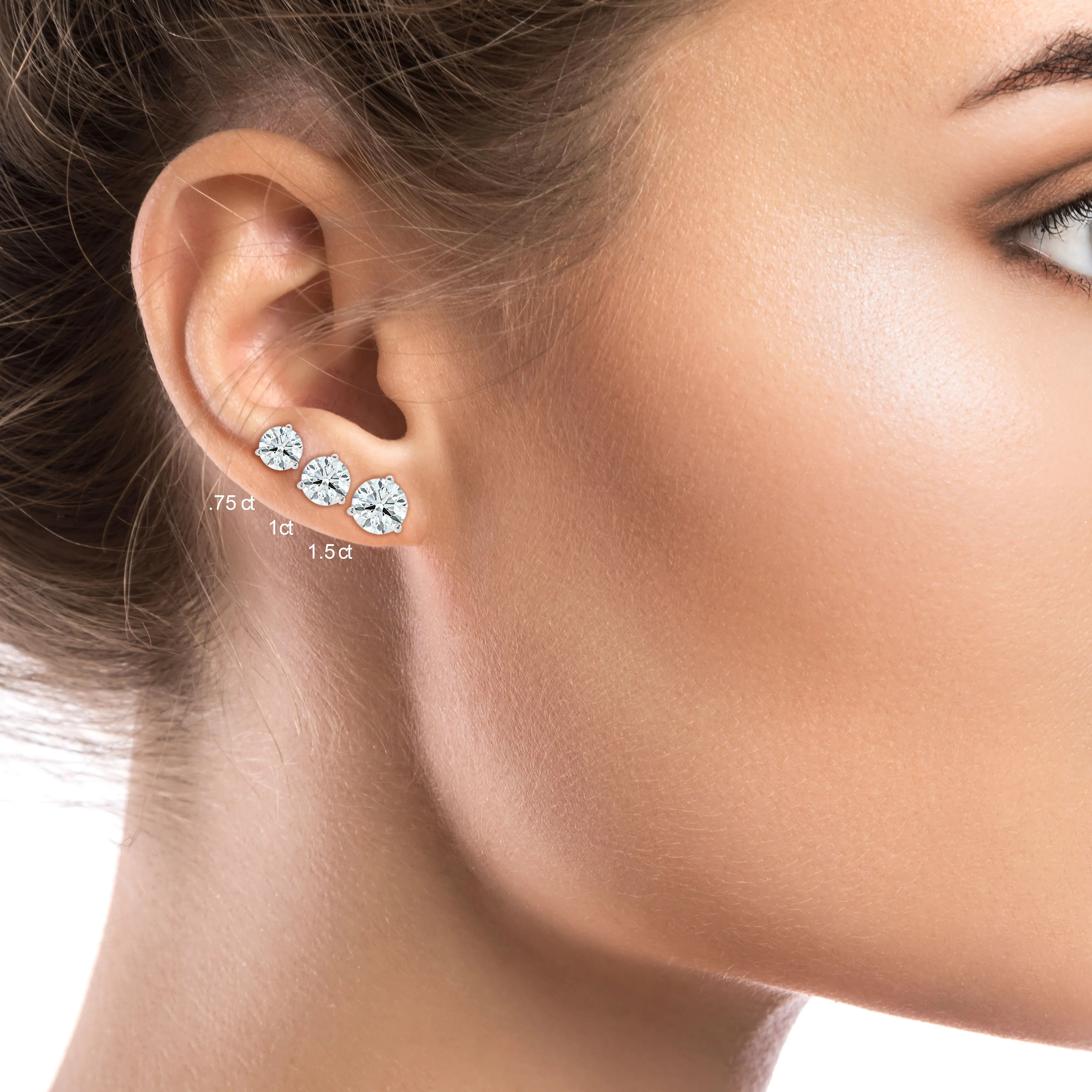 Platinum 3-prong Round Brilliant Diamond Stud Earrings (1.06 Ct. T.w., Vs1-vs2 Clarity, H-i Color)