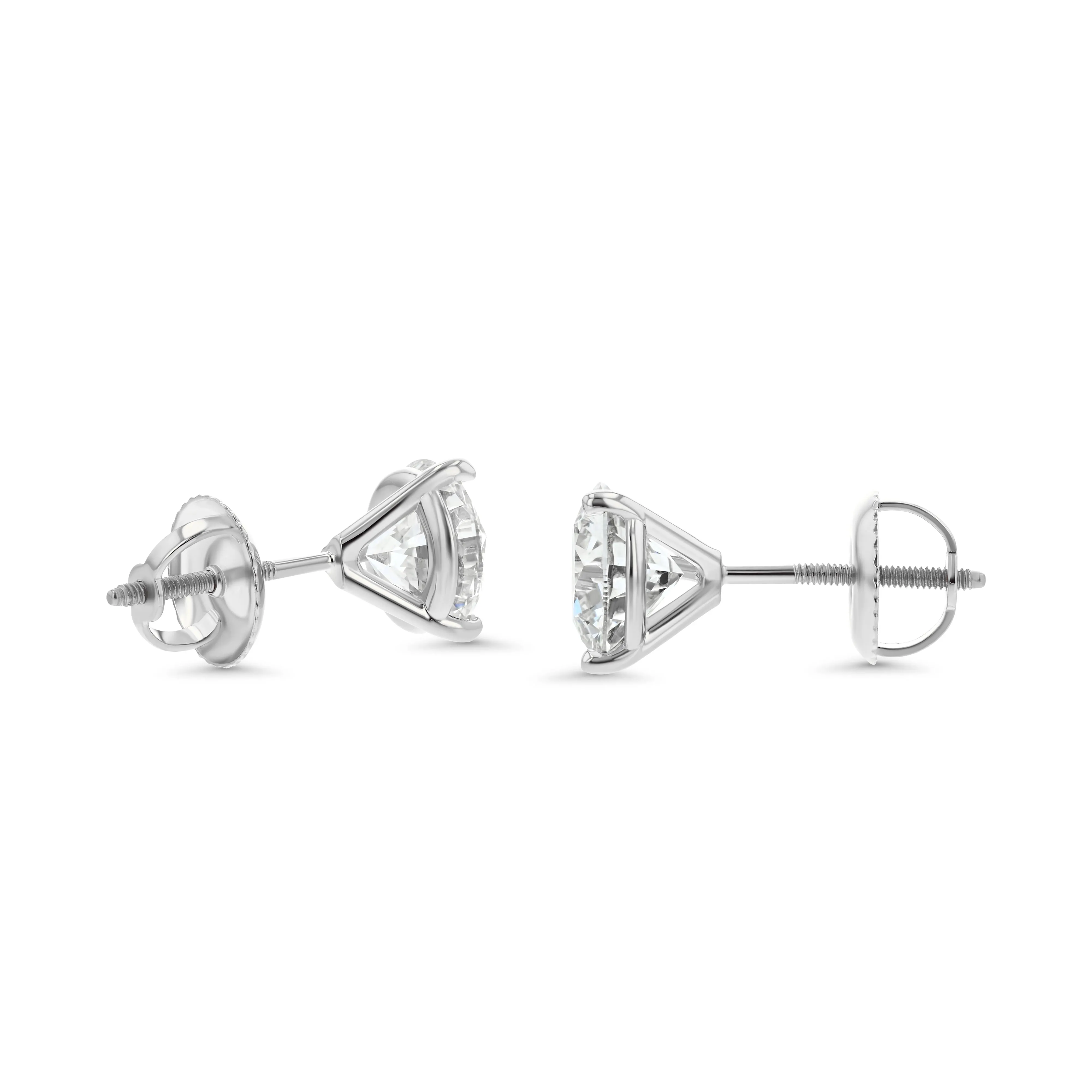 Platinum 3-prong Round Brilliant Diamond Stud Earrings (1.06 Ct. T.w., Vs1-vs2 Clarity, H-i Color)