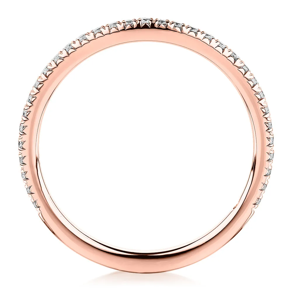 Premium Lab-Grown Diamond, 0.23 carat TW round brilliant curved wedding or eternity band in 18 carat rose gold