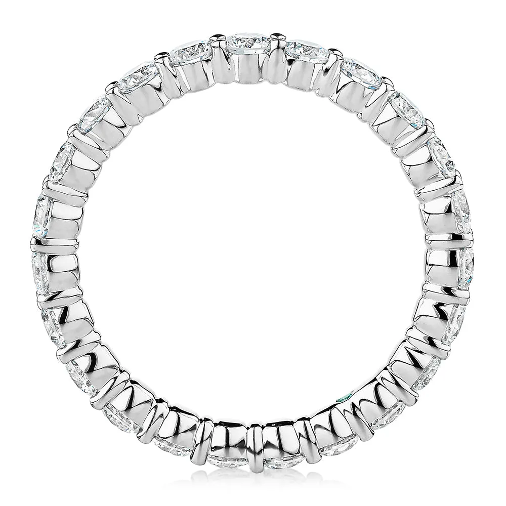 Premium Laboratory Created Diamond, 1.86 carat TW round brilliant all-rounder wedding or eternity band in 18 carat white gold