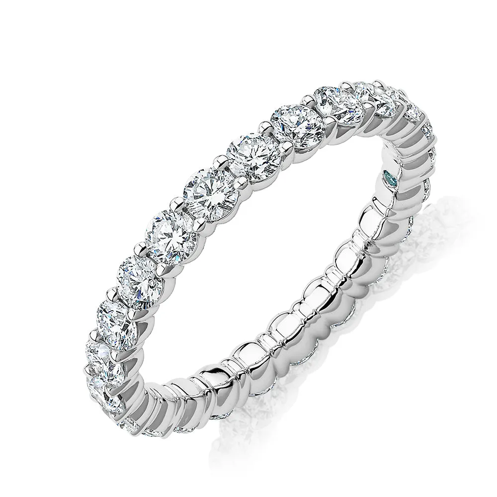 Premium Laboratory Created Diamond, 1.86 carat TW round brilliant all-rounder wedding or eternity band in 18 carat white gold