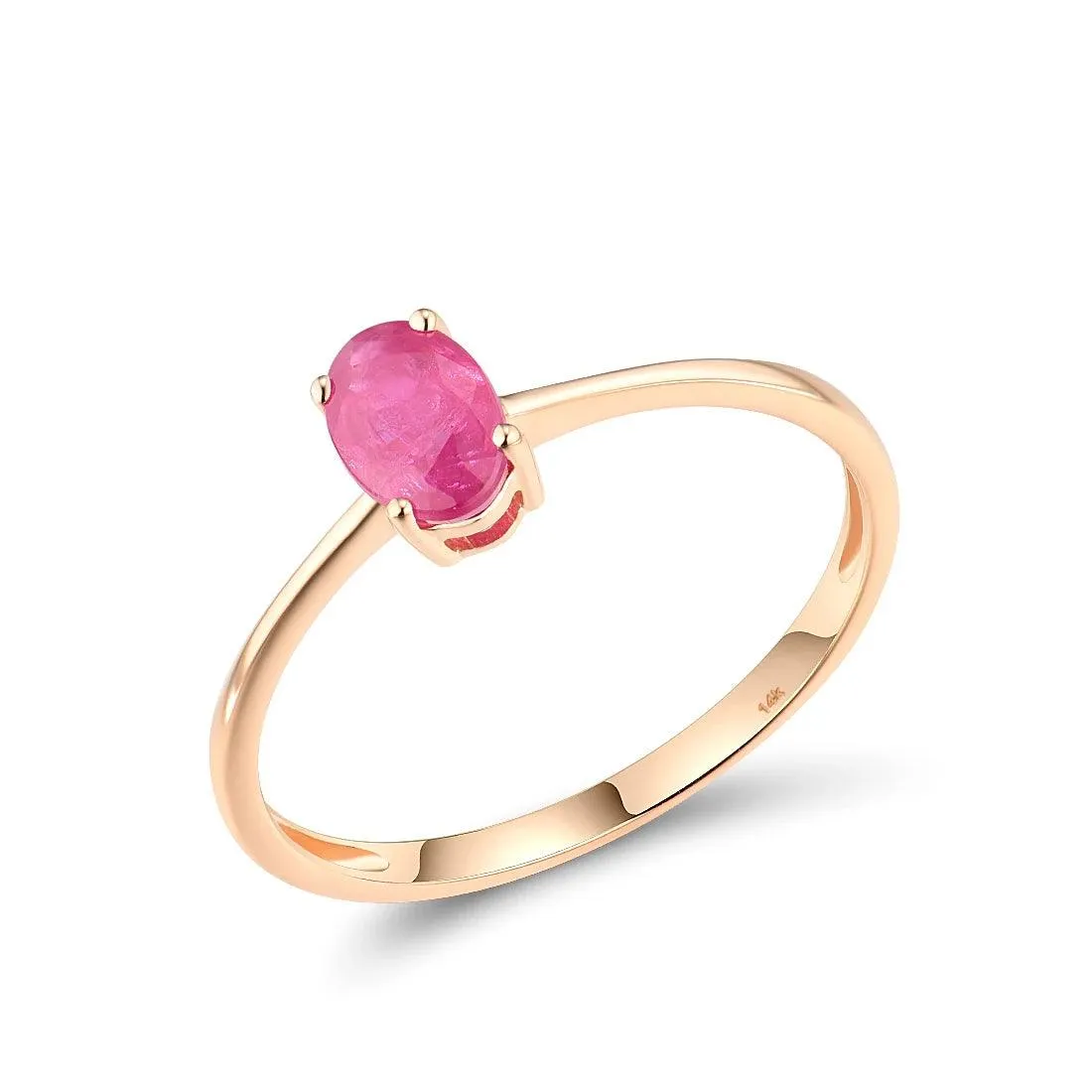 Pure14K 585 Yellow Rose Gold Rings For Women Ruby Emerald