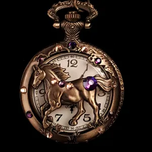 Purple Horse Pocket Watch Necklace