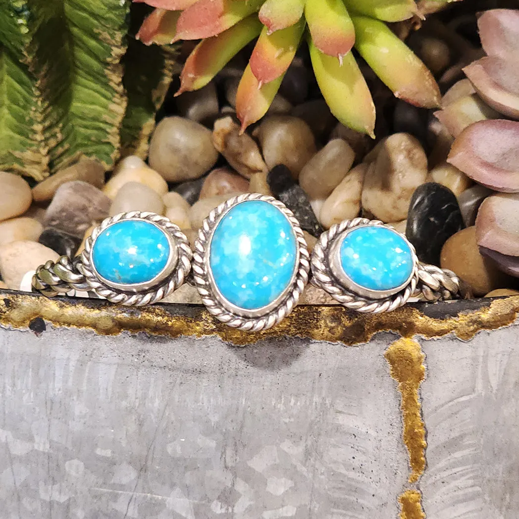 " Danielle " 3 Stone Turquoise Twisted Wire Cuff