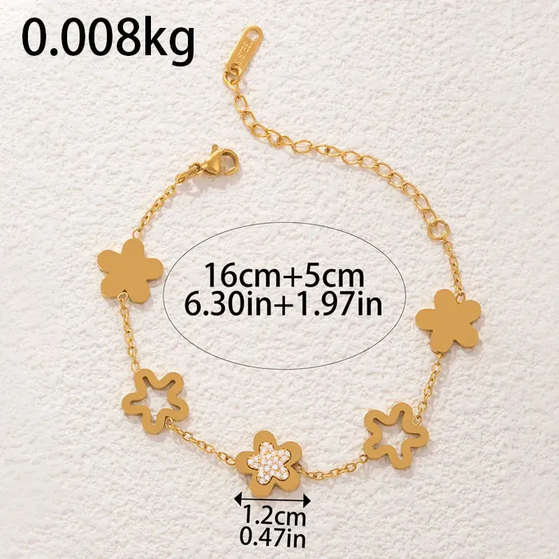 "316L Stainless Steel Gold Lucky Clover Bracelet for Women"