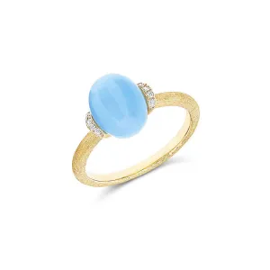 "Azure" Gold, Diamonds & Milky Aquamarine Ring - AS5-575