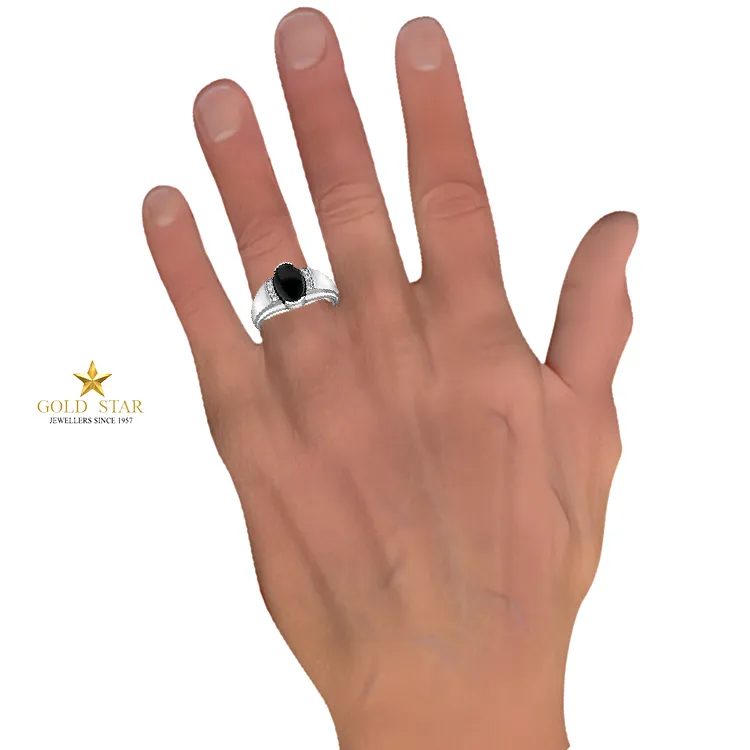 "JAMIE" MEN'S ONYX & DIAMOND RING