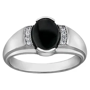 "JAMIE" MEN'S ONYX & DIAMOND RING