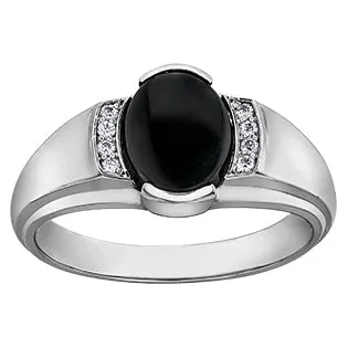 "JAMIE" MEN'S ONYX & DIAMOND RING