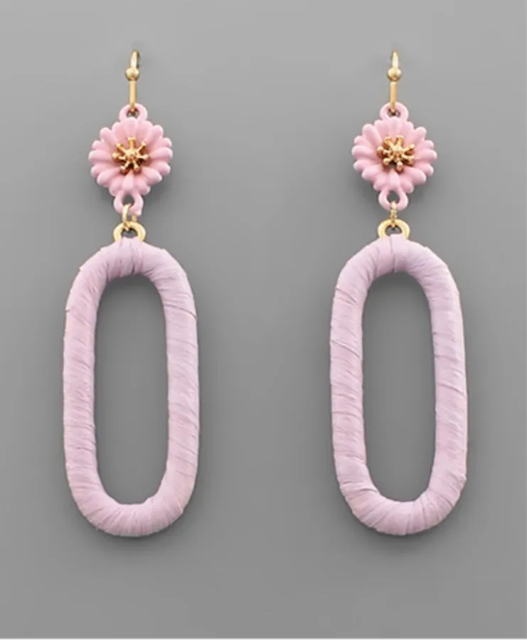 Raffia Link Flower Earrings