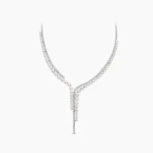 Raindrop 18K Gold Akoya Pearl and Diamond Cascade Necklace