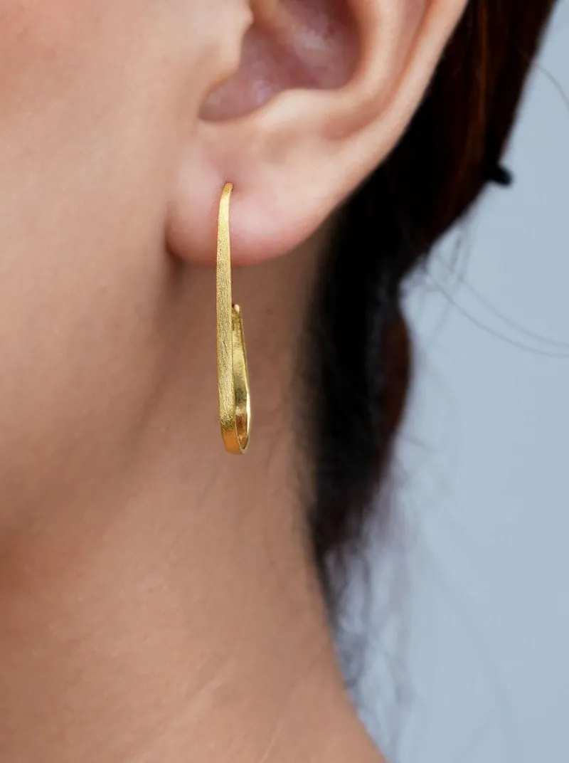Rectangle C Hoop Earrings (Pure Silver)