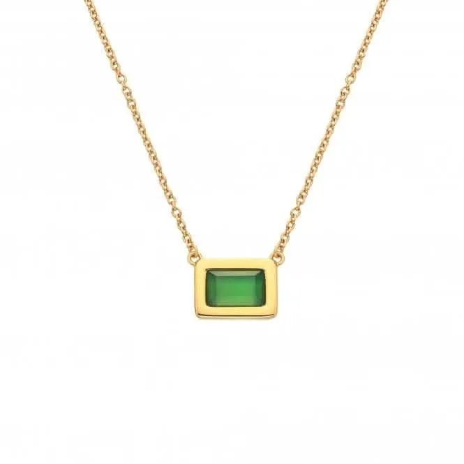 Rectangle Green Agate Necklace DN181