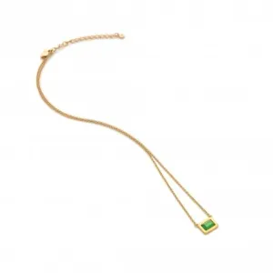 Rectangle Green Agate Necklace DN181